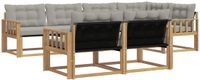 vidaXL Hoek loungeset 7 zitplaatsen Wit en Lichtgrijs Acacia Hout