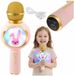 Izoxis Microphone de karaoké sans fil rose pour enfants avec haut-parleur et éclairage