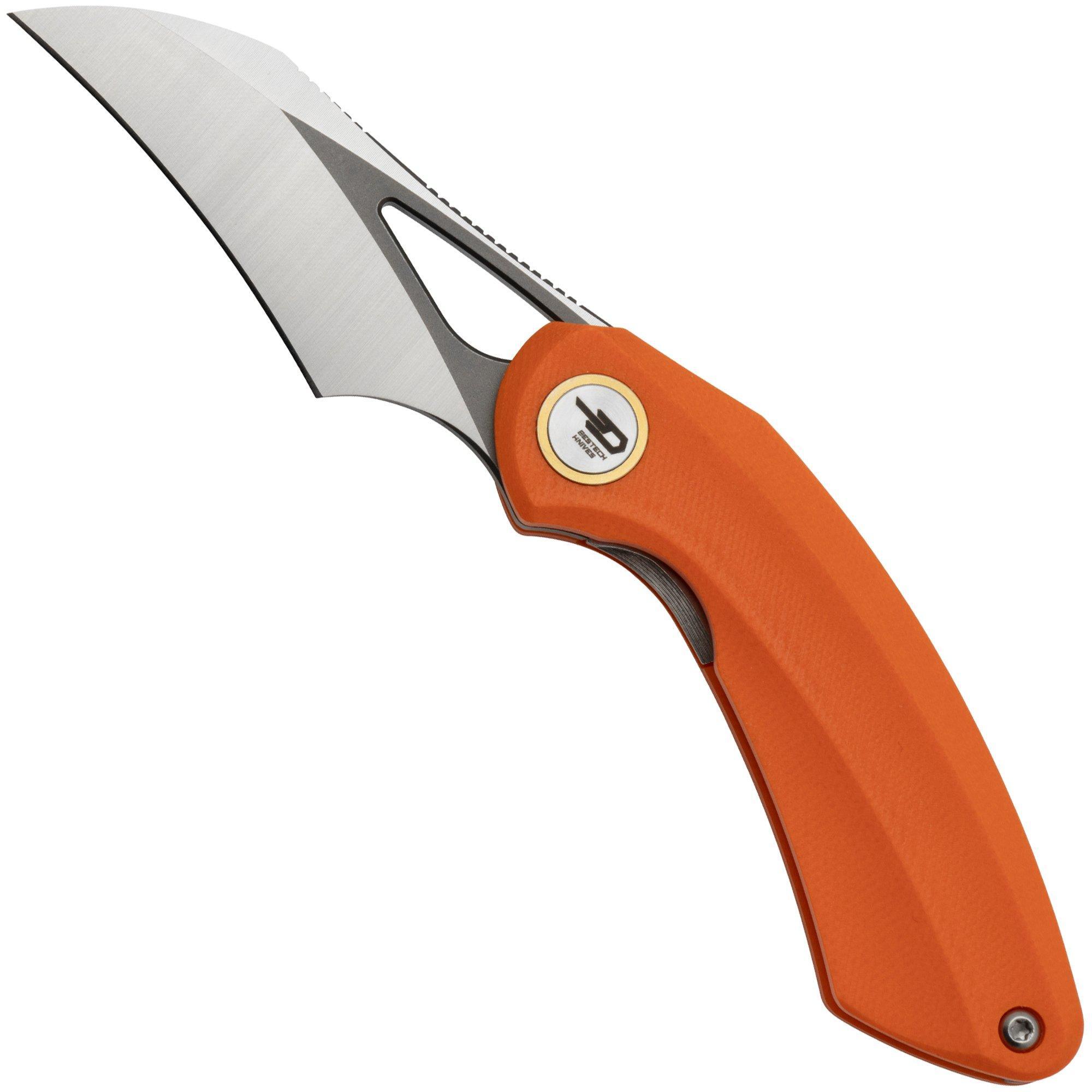 Bestech Bihai Grey DLC Stonewashed Satin, Orange G10 BG53B-2 zakmes, Ostap Hel design