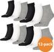 Puma Quarter Sokken Plain 12-pack Zwart / Wit / Grijs-35/38