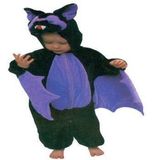 Faram Party Faram B.V.B.A. Vleermuis dierenpak verkleedkostuum voor kinderen - zwart/paars - jumpsuit - pluche stof 104