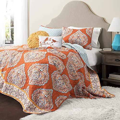 Lush Decor 5-delige Harley Quilt Set, Koning, Mandarijn