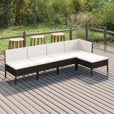 The Living Store Loungeset - PE-rattan - Modulair - Zwart - 57x69x69 cm - Stabiel frame