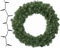 Merkloos Lumineo Kerstkrans - D50 cm - groen - warm witte LED verlichting - batterij gevoed - dennenkrans