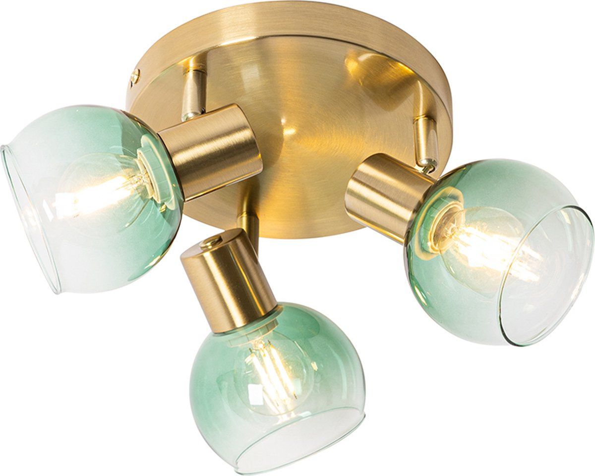 QAZQA Vidro - Art Deco Plafondspot - 3 lichts - Ø 35 cm - Groen