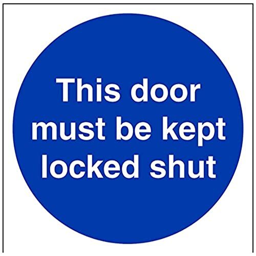 V Safety VSafety deze deur moet worden gehouden vergrendeld Shut teken - 200mm x 200mm - 1mm Rigid Plastic