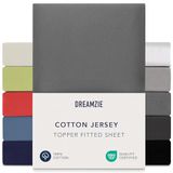 Dreamzie Hoeslaken Dekmatras 90x200 cm - 100x200 cm, 100% Katoen Jersey, Dekmatras Hoogte Tot 15 cm, Hypoallergeen, Oeko-Tex, Antraciet