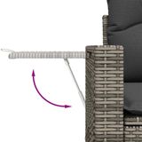 vidaXL 11-delige Loungeset met Kussens, Poly Rattan, Lichtgrijs