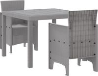 vidaXL Tuin Eettafel Set 3-delig Lichtgrijs Polypropyleen