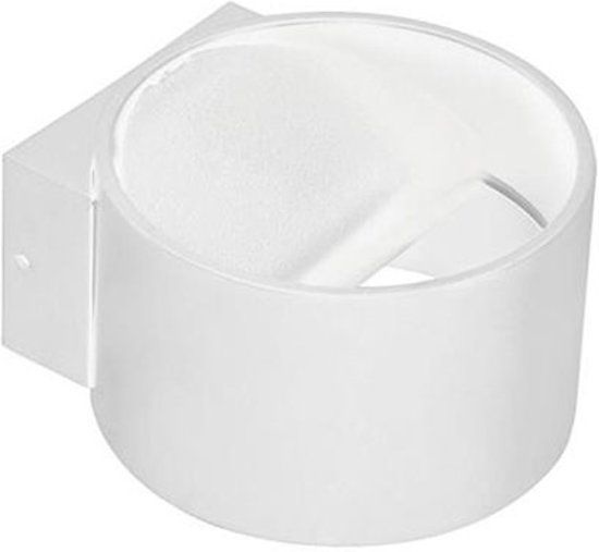 BES LED Wandlamp - 8W - Natuurlijk Wit 4200K - Mat Wit Aluminium - Rond