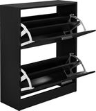 en.casa Schoenenkast met 2 vouwdeuren en 4 vakken 63x24x81cm zwart
