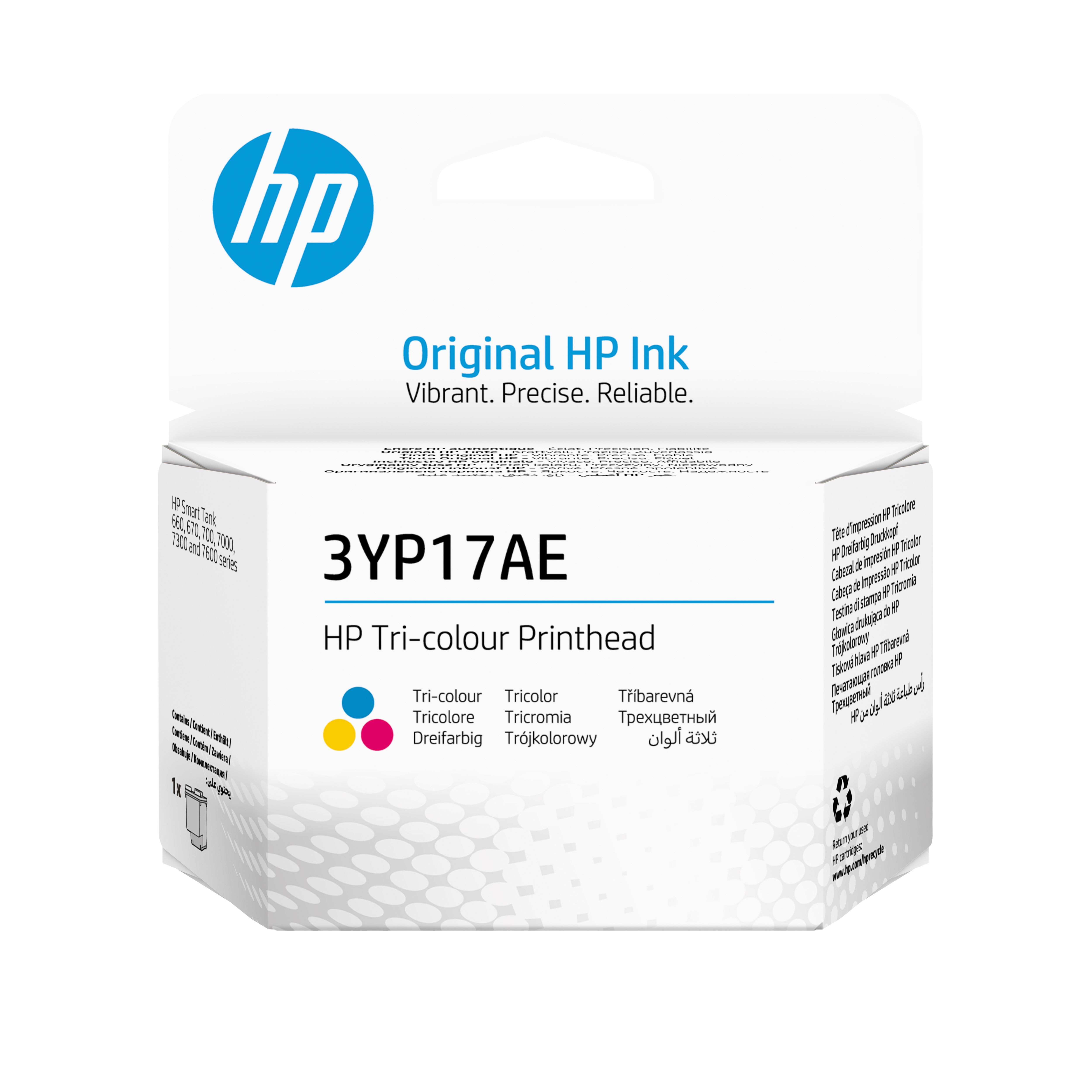 HP 3-color Print Head - Original - Cyan, Magenta, Yellow - for HP Smart Tank 660, 670, 700, 6000, 7000, 7300, 7600 series