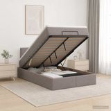 vidaXL Ottomaanse Bed met Matras en LED Taupe 120 x 190 cm Stof