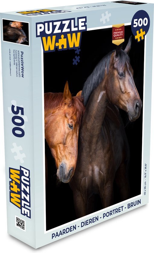 MuchoWow Puzzel Paarden - Dieren - Portret - Bruin - Legpuzzel - Puzzel 500 stukjes - Sinterklaas cadeautjes - Sinterklaas voor grote kinderen