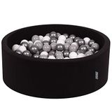 KiddyMoon Schuim Ballenbak Voor Kinderen Met Ballen Ø 7 Cm Gemaakt In EU, Zwart:Wit-Grijs-Zilver,90X30cm/300 Ballen