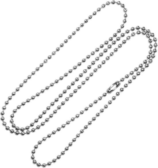 Fako Bijoux Ketting Bolletjes 2mm 80cm Zilverkleurig
