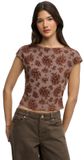 Superdry - T-shirt en maille à manches courtes - Femme - Hauts - Brun mousse - Taille S (36)