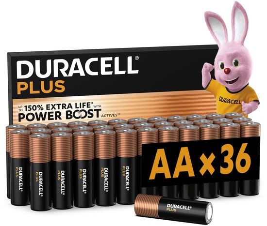 Duracell Plus AA Alkaline Batterijen - 36 stuks