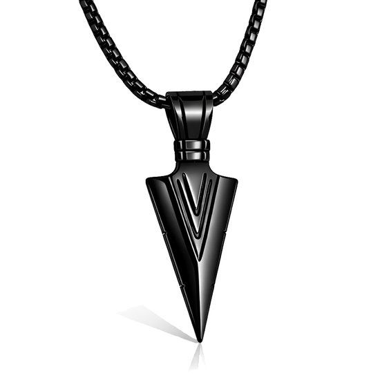 Mendes Steel Heren ketting met hanger Edelstaal Viking Arrow Black
