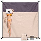 SKYREH Stranddeken, waterdicht, zandbestendig, grote strandmat, 79 x 87 inch, sneldrogend, duurzaam, draagbaar, lichtgewicht, outdoor, nylon picknickdeken voor reizen, kamperen, wandelen