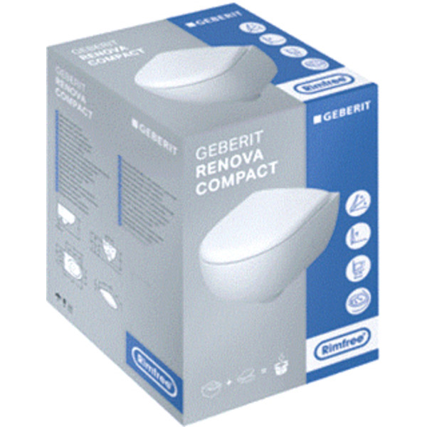 Geberit Renova Compact wandclosetpack diepspoel rimfree met closetzitting softclose wit 500803001