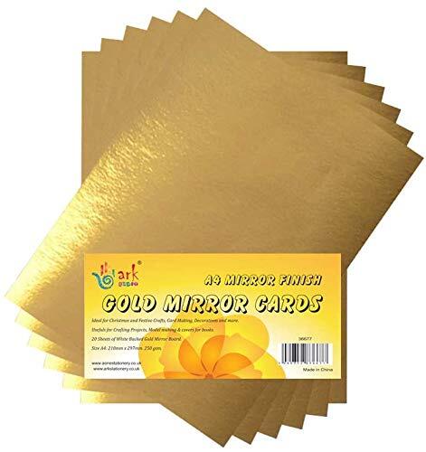 arkCRAFT A4 250gsm zilver en goud glinsterende spiegel afwerking spiegel kaarten (goud- [PK-10])