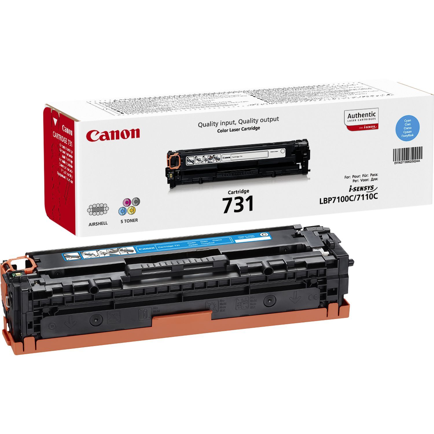 Canon 731 Cyan Toner Cartridge - 1500 Pages - i-SENSYS LBP7100CN/7110CW