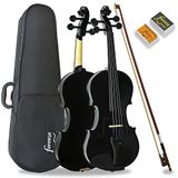 Forenza Uno Series 3/4 Grootte Violin -Outfit Voor Beginners Met Lichtgewicht Harde Case, Wood Bow, Rosin, Steel Core Strings - Black