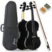Forenza Uno Series 3/4 Grootte Violin -Outfit Voor Beginners Met Lichtgewicht Harde Case, Wood Bow, Rosin, Steel Core Strings - Black
