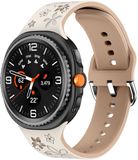 Strap-it Bloemvormig Siliconen Horlogebandje – Comfortabel, stijlvol & flexibel geschikt voor Samsung Galaxy Watch 9 (40/44mm) / Watch 8 (40/44mm) / 8 Classic (46mm) – Sterrenlicht & Beige