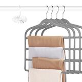 Fluwelen Tinfol 4 stuks fluwelen kleerhangers voor broeken, ruimtebesparend, kleerhangers voor broeken, jeans, broeken, meerlaagse kleerhangers, perfect voor broeken, jeans (grijs)