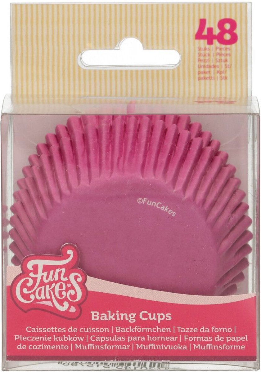 FunCakes Baking Cups Roze: Perfect voor alle cupcakes, Cupcakes en meer, Taart decoratie, pk/48