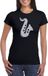 Bellatio Decorations Shoppartners Bv Zilveren saxofoon t-shirt zwart voor dames - Maat XL
