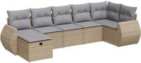 vidaXL 7-delige loungeset met kussens, polyrattan, beige