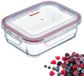 Merkloos Westmark Glazen vershouddoos, 640 ml, met clipdeksel, luchtdicht, diepvries-, magnetron- en ovenbestendig, BPA-vrij, helder/rood