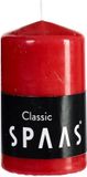Spaas Cilinderkaars/stompkaars - rood - 1x - 6 x 10 cm - 25 branduren - horeca kaarsen
