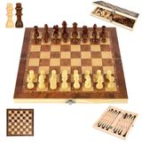 Jeu d'échecs en bois - 3-en-1 - Pliable - 39 x 39 cm - Plateau de voyage