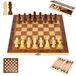 Jeu d'échecs en bois - 3-en-1 - Pliable - 39 x 39 cm - Plateau de voyage