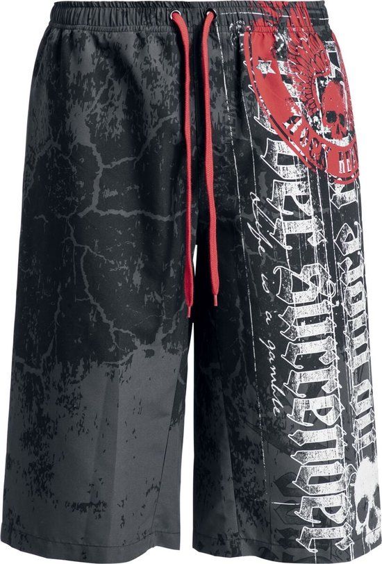 Rock Rebel by EMP Grijze zwembroek met print - Heren - S