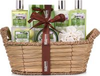 BRUBAKER Cosmetics Bad- en Doucheset Aloe Vera - 11-delige Cadeauset in Rieten Mandje