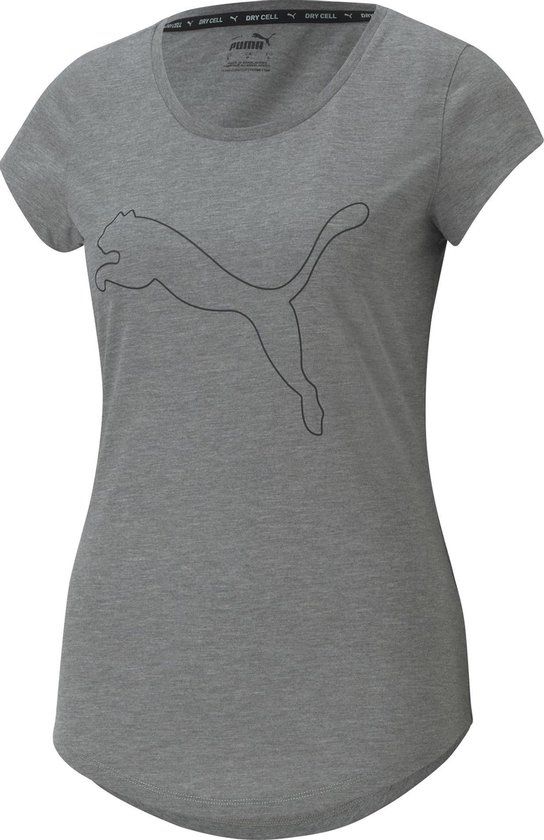 PUMA PERFORMANCE HEATHER CAT TEE W Dames Sportshirt - Grijs - Maat S