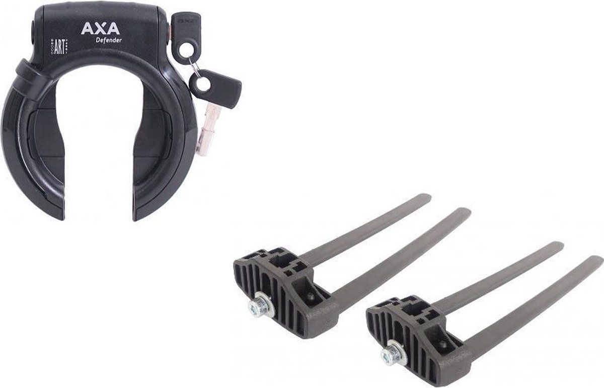 Axa Ringslot Defender zwart + ringslot bevestigingsset Flexmount
