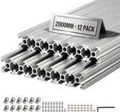 VEVOR 2020 Aluminiumprofielen 12 Stuks, 2 M, Geanodiseerde T-Sleuf Aluminiumprofielen Volgens Eu-Norm, Zeer Sterke Geëxtrudeerde Profielen, Aluminium Rail voor 3D-Geprinte Onderdelen, CNC-Werkbanken en -Montage, Zilver