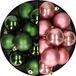 Kaemingk B.V. 24x pièces boules de Noël en plastique mélange de rose poudré et vert foncé 6 cm