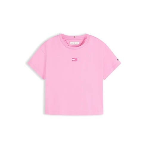 Tommy Hilfiger T-shirt roze Meisjes Katoen Ronde hals Effen - maat 176