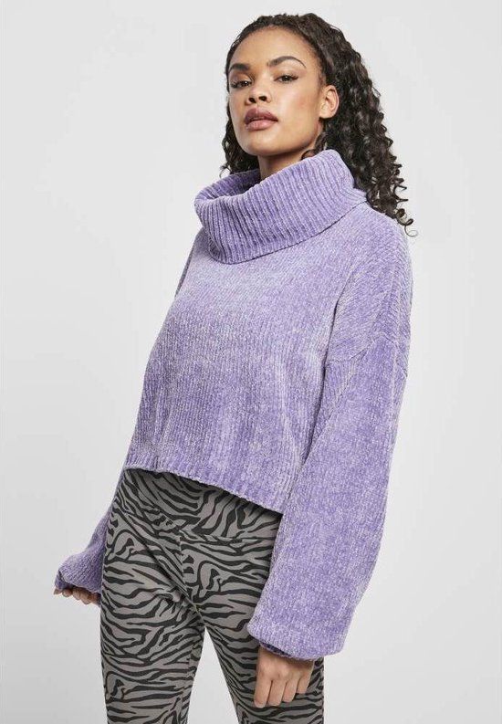 Urban Classics Short Chenille Turtleneck Sweater - Paars - S - Dames