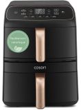COSORI Friteuse sans huile Turbo Tower Compact, 8,6 L, 2 cuves 4,3 L, 2630W, Noir