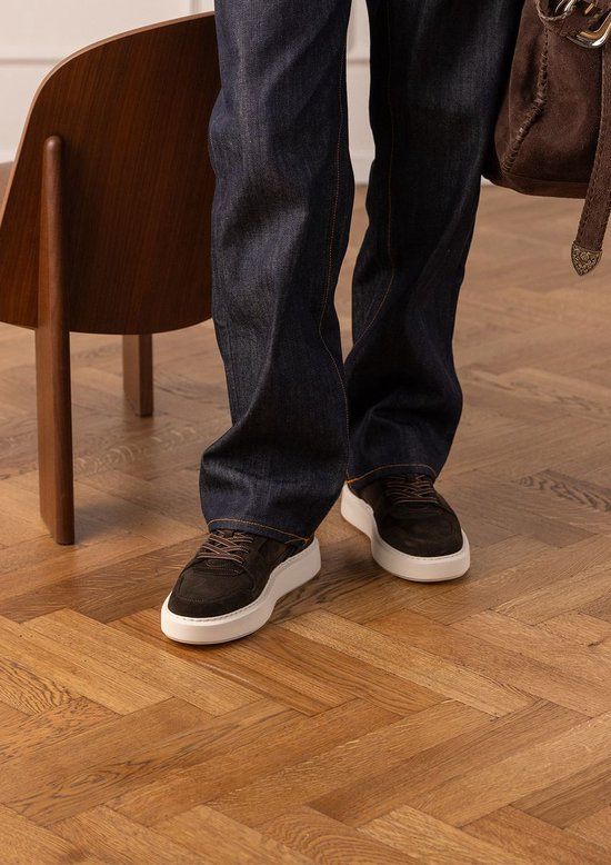 Manfield Heren Bruine Suède Sneakers Maat 42