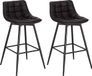 Tabouret de bar anthracite – Similicuir – Avec dossier – Hauteur d'assise 64 cm – Lot de 2 – Convient pour cuisine et bar