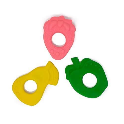 Lanco Toys Baby Tandjes 3-Set (Aardbei, Appel, Peer), 100% natuurlijk rubber, volledig gevormd, Spanje